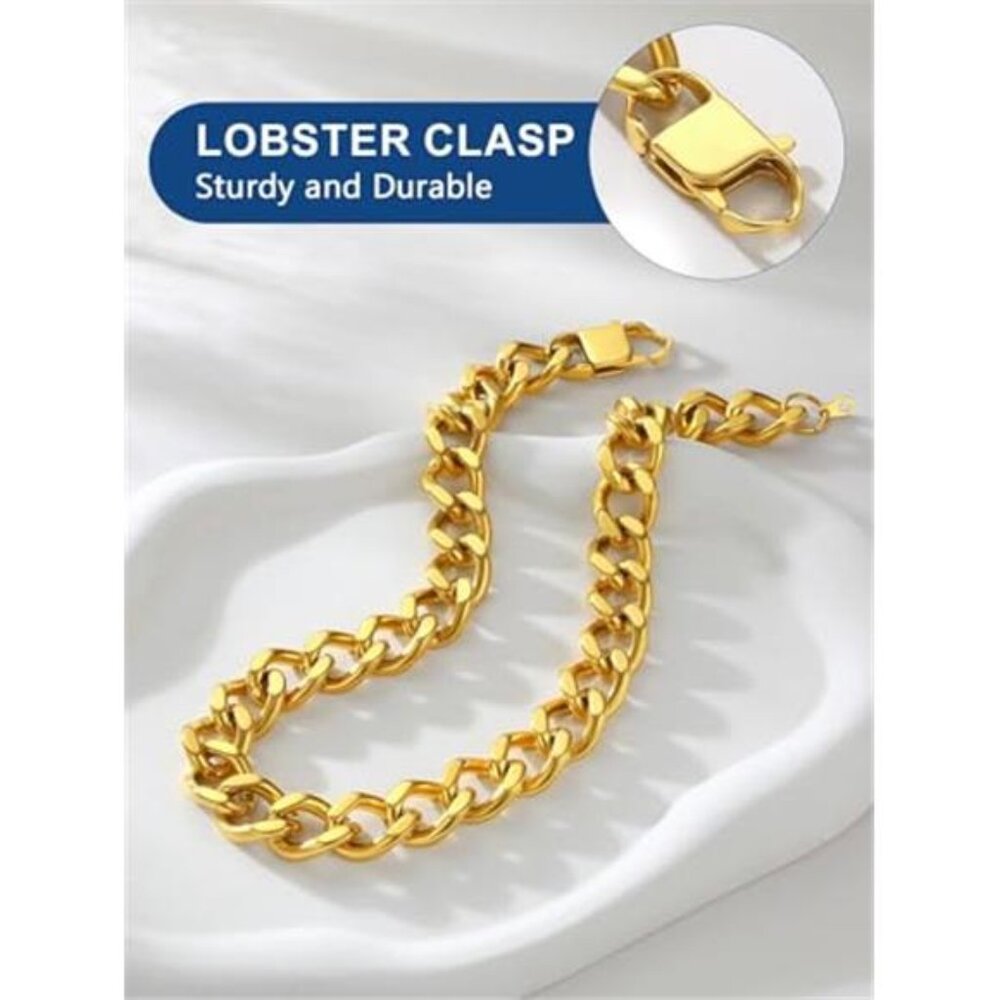 Women's Cuban Link Chain Stainless Steel Chunky Necklace - Picture 4 of 5